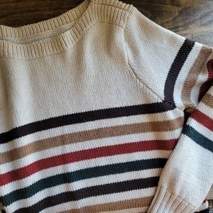 L.L. Bean Women’s Striped Merino Wool Boatneck Sweater Tunic \